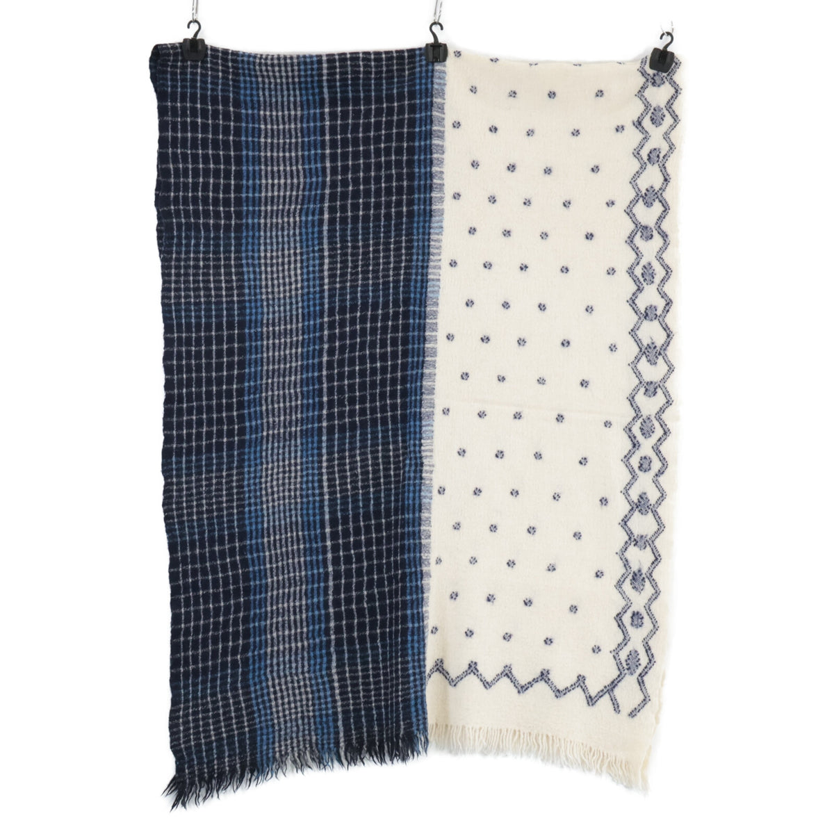 45R Wool-cashmere check and jamdani stole