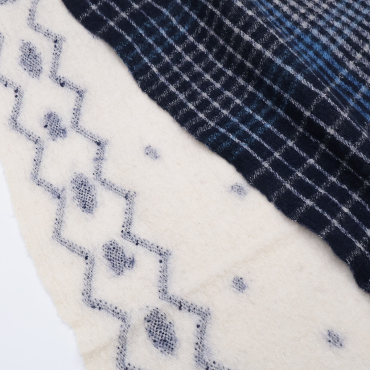 45R Wool-cashmere check and jamdani stole