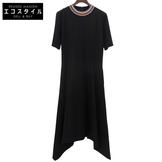 Paul Smith Excellent Condition Ribbed Collar Short-Sleeve Flare Dress Women's Black M 245102 24AW Dress