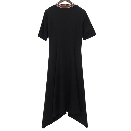 Paul Smith Excellent Condition Ribbed Collar Short-Sleeve Flare Dress Women's Black M 245102 24AW Dress