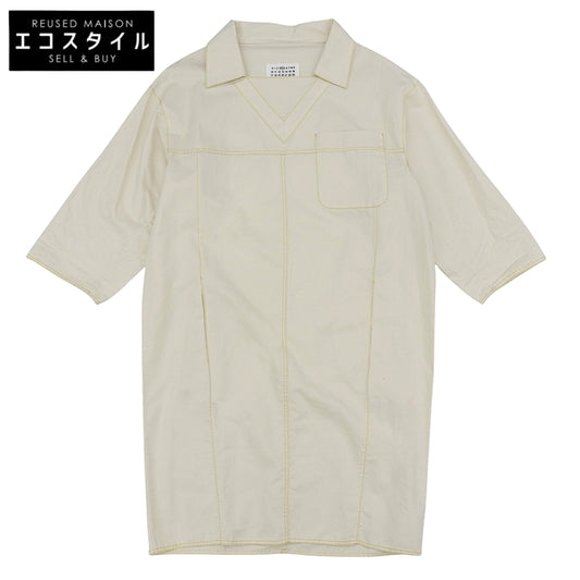 Maison Margiela Cotton-Linen Stitch Design 3/4 Sleeve Pullover Dress Women's Ivory 38 51CT081943440 Dress