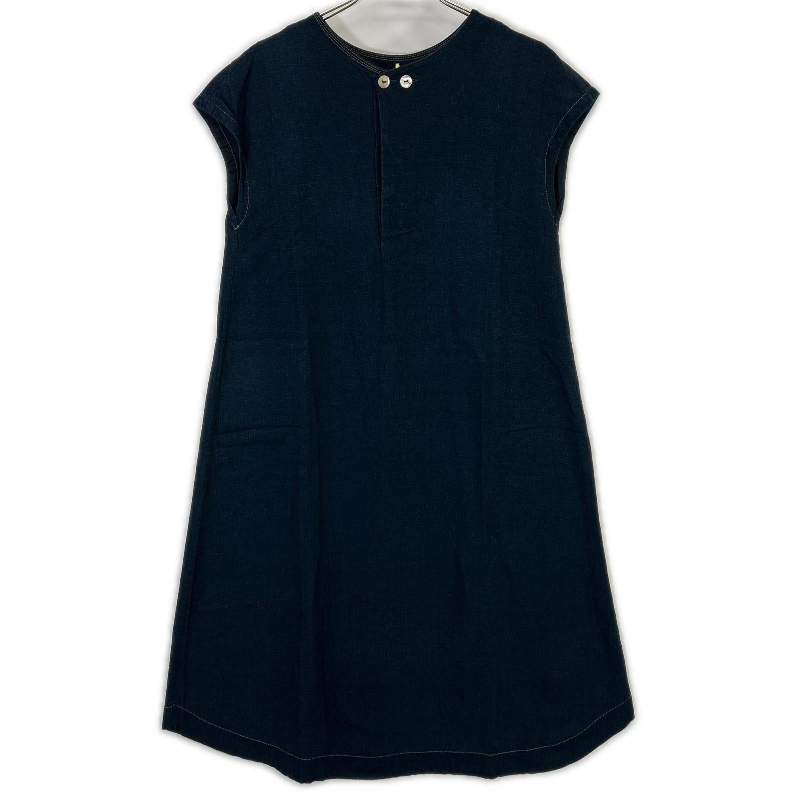 Pallas Palace Indigo Shell Button Sleeveless Dress Dress 2