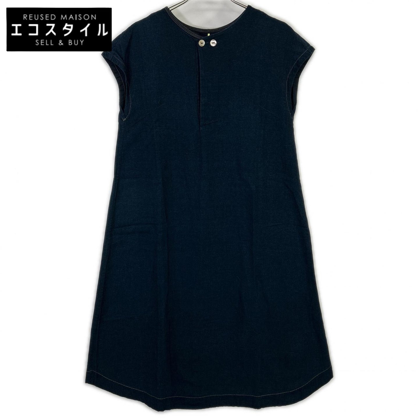 Pallas Palace Indigo Shell Button Sleeveless Dress Dress 2