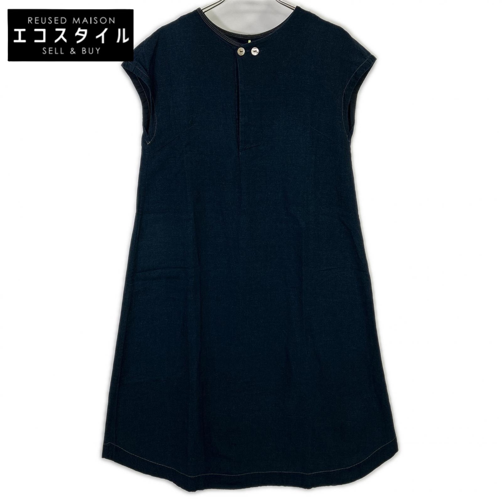 Pallas Palace Indigo Shell Button Sleeveless Dress Dress 2