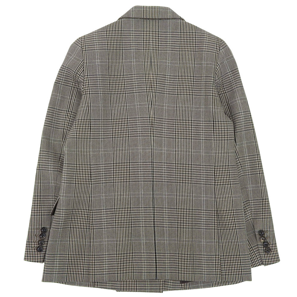 Excellent condition wool glen check double-breasted tailored jacket black x brown 36 1522-144-2840 jacket 36 women's