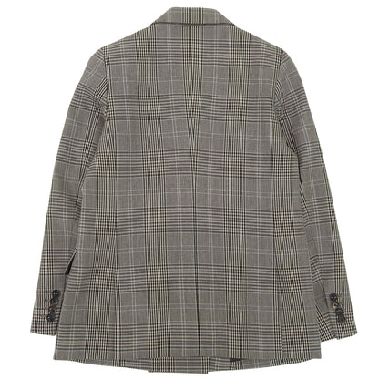 Excellent condition wool glen check double-breasted tailored jacket black x brown 36 1522-144-2840 jacket 36 women's