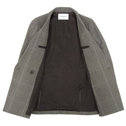 UNITED ARROWS ユナイテッドアローズ 美品 ウール グレンチェック ダブルブレスト テーラードジャケット 黒×茶系 36 1522-144-2840 ジャケット