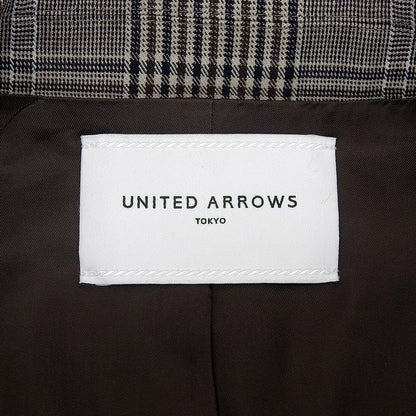 UNITED ARROWS ユナイテッドアローズ 美品 ウール グレンチェック ダブルブレスト テーラードジャケット 黒×茶系 36 1522-144-2840 ジャケット