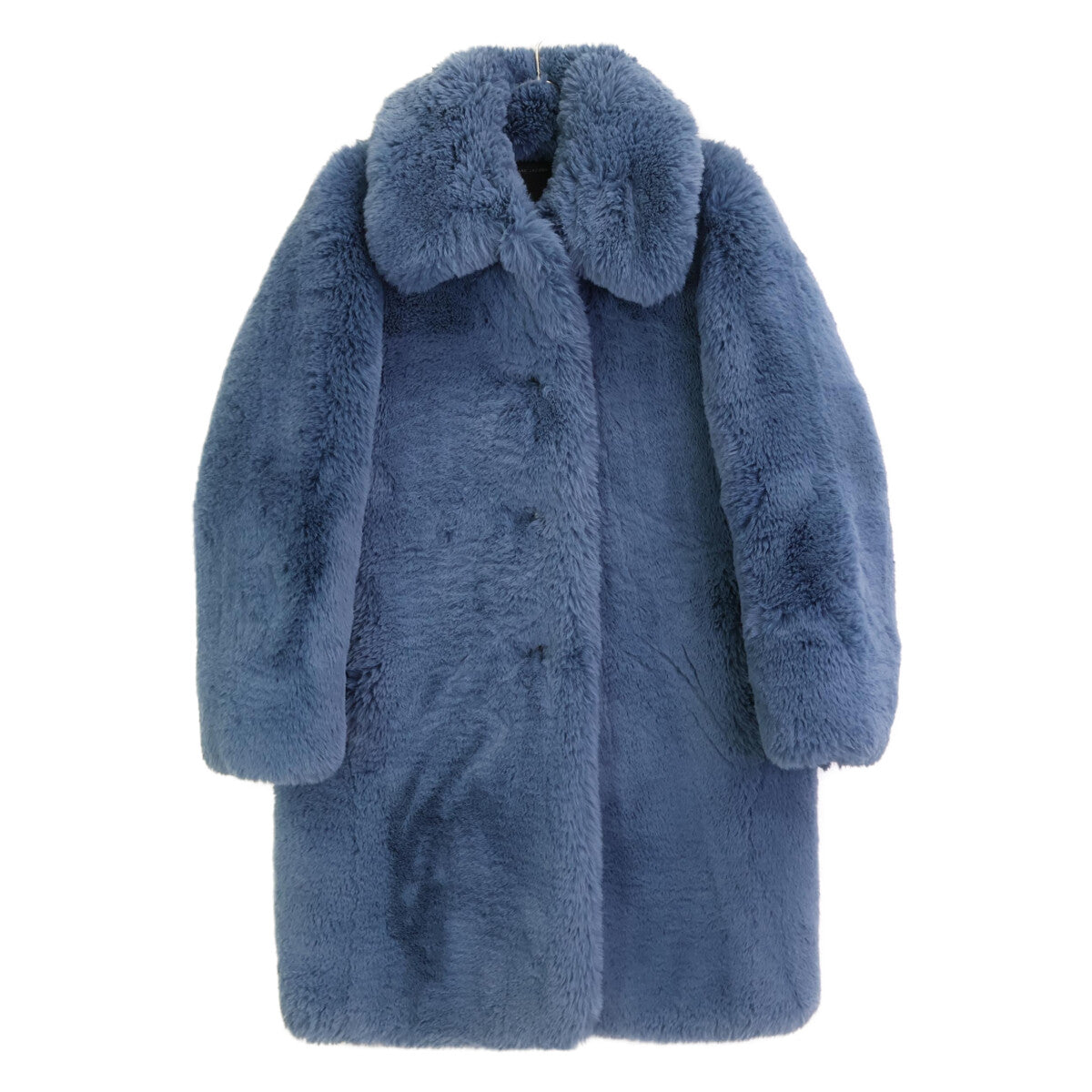 MARC JACOBS Made in 2018 Blue Plush Faux Fur Coat With Rounded Collar