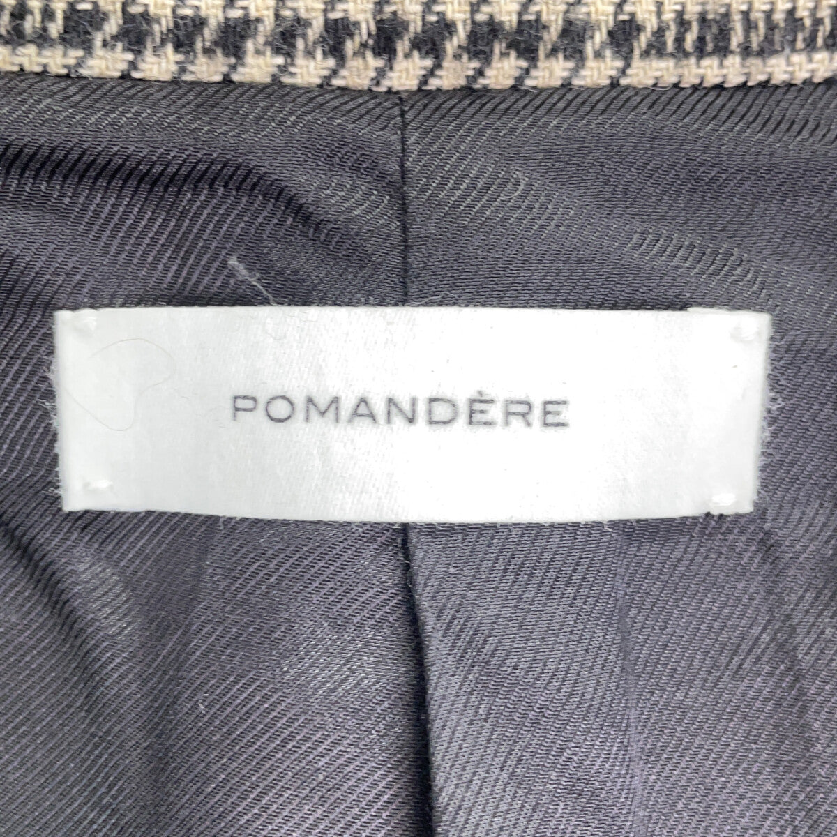 Deuxieme Classe ドゥーズィエムクラス ×ポマンデール 20-010-510-0006 ﾍﾞｰｼﾞｭ ｳｰﾙ混 ﾊｳﾝﾄﾞﾄｩｰｽ 1Bﾃｰﾗｰﾄﾞｼﾞｬｹｯﾄ ジャケット 40