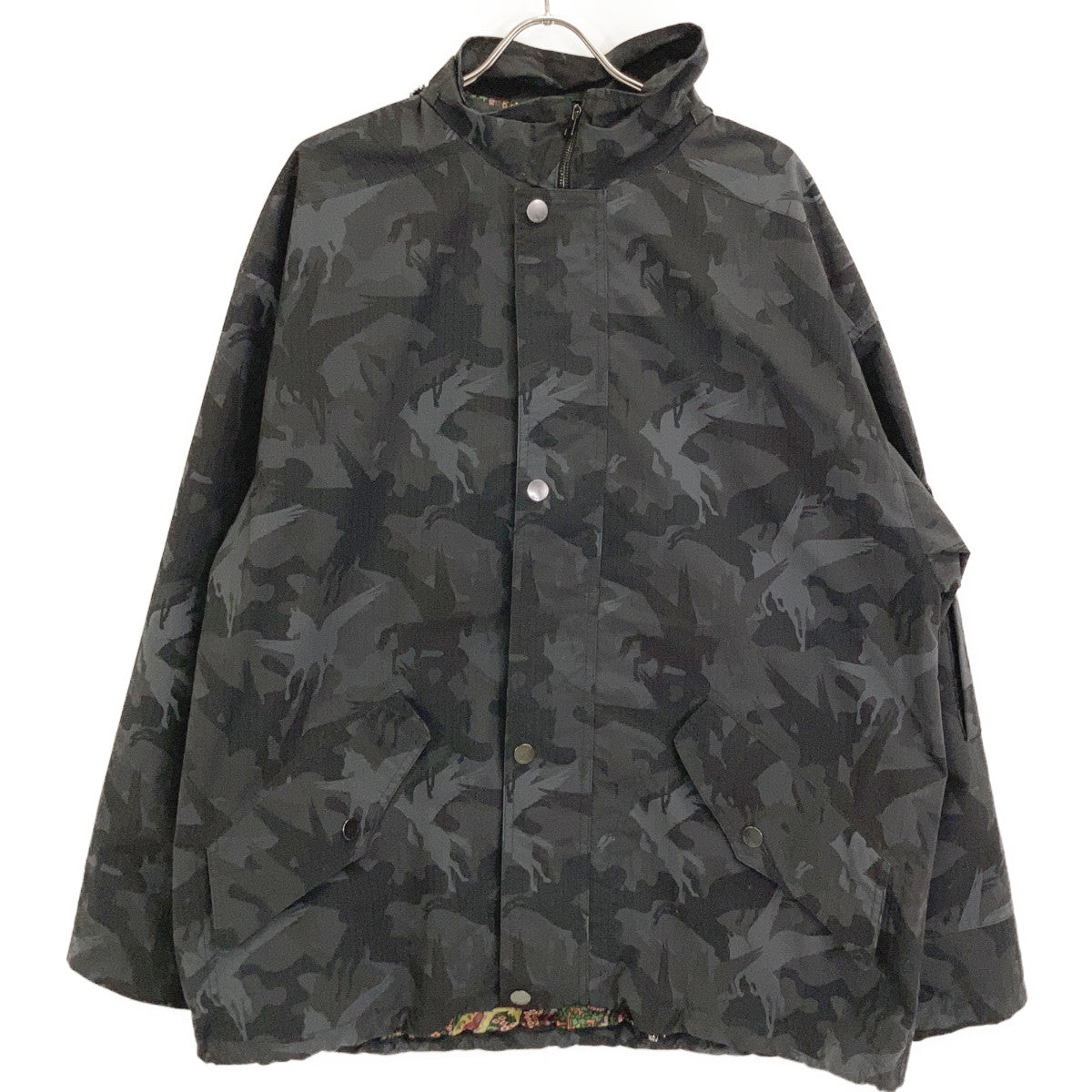 ETRO 221-1S992-1172 Black Nylon Camouflage x Paisley Hooded Zip Blouson Jacket