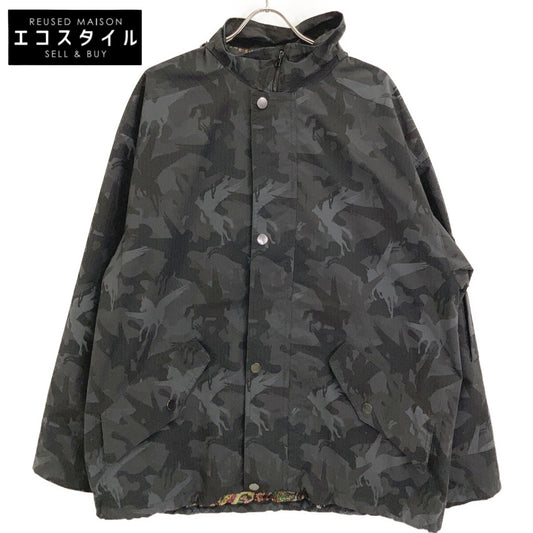 ETRO エトロ 221-1S992-1172 ブラック ナイロン カモフラ×ペイズリー フーデッドジップブルゾン ジャケット