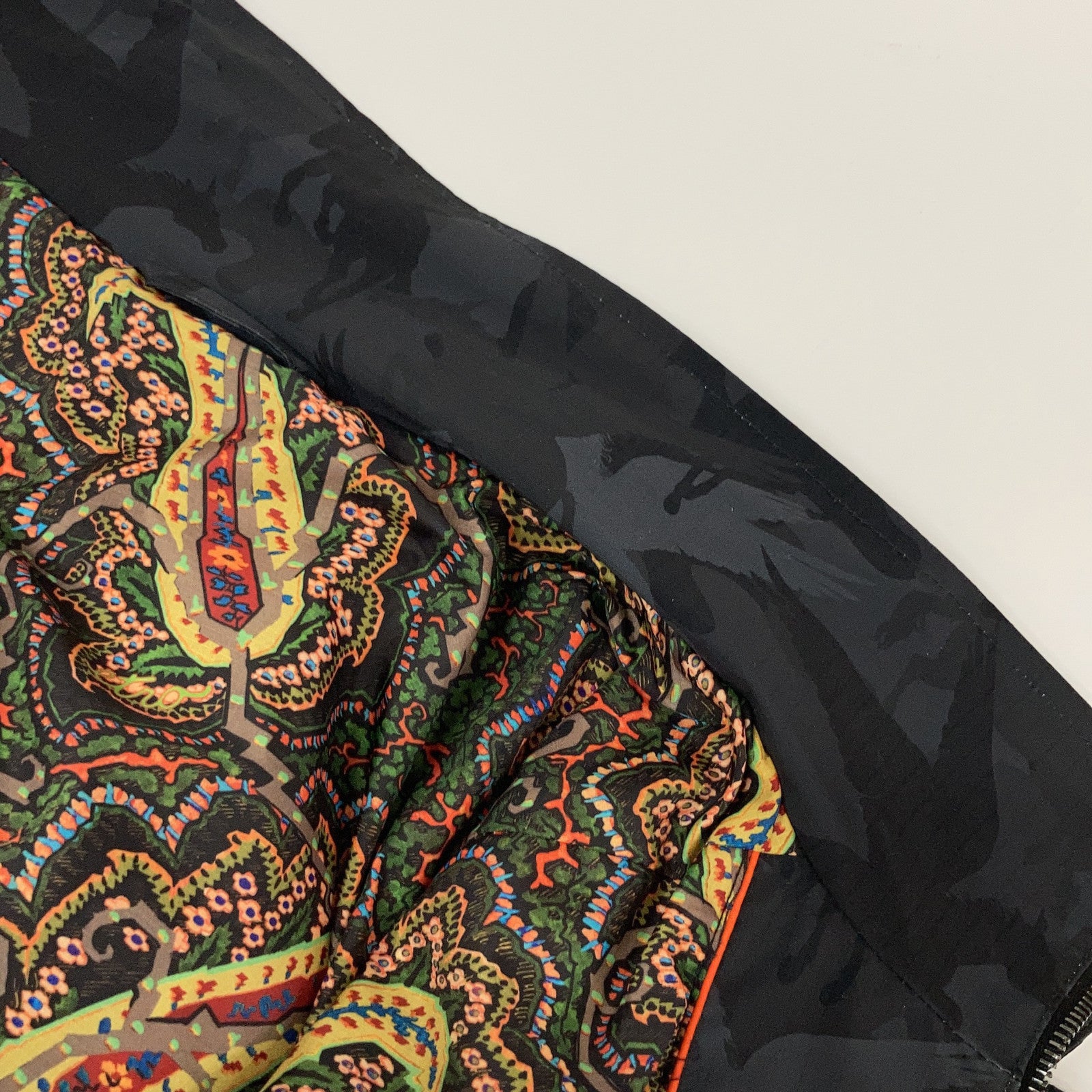 ETRO 221-1S992-1172 Black Nylon Camouflage x Paisley Hooded Zip Blouson Jacket
