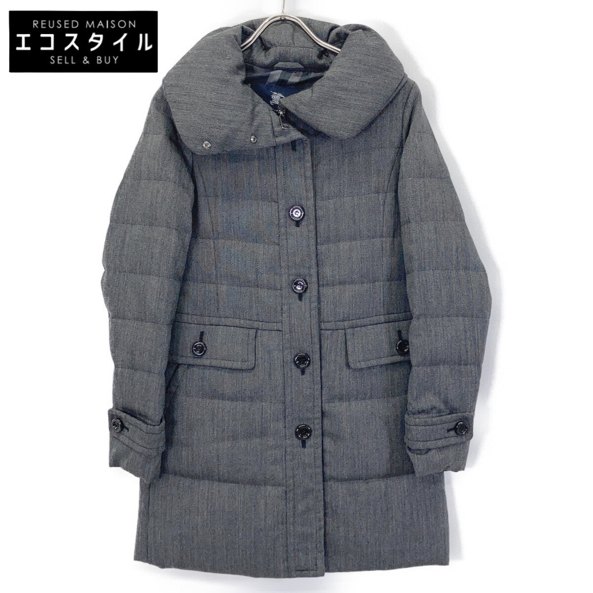 B1C21-648 Charcoal 100% Wool Down Coat Coat 38 Ladies