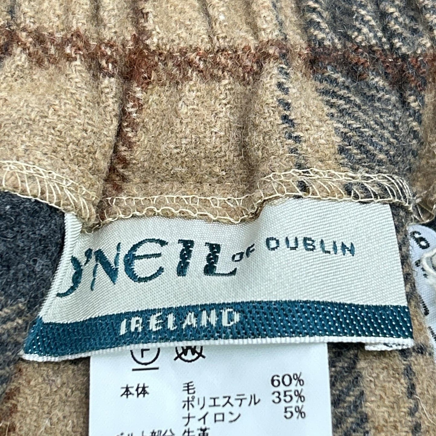 O'NEIL OF DUBLIN オニールオブダブリン 【×Dessin】ベージュ チェック ベルテッドプリーツスカート スカート