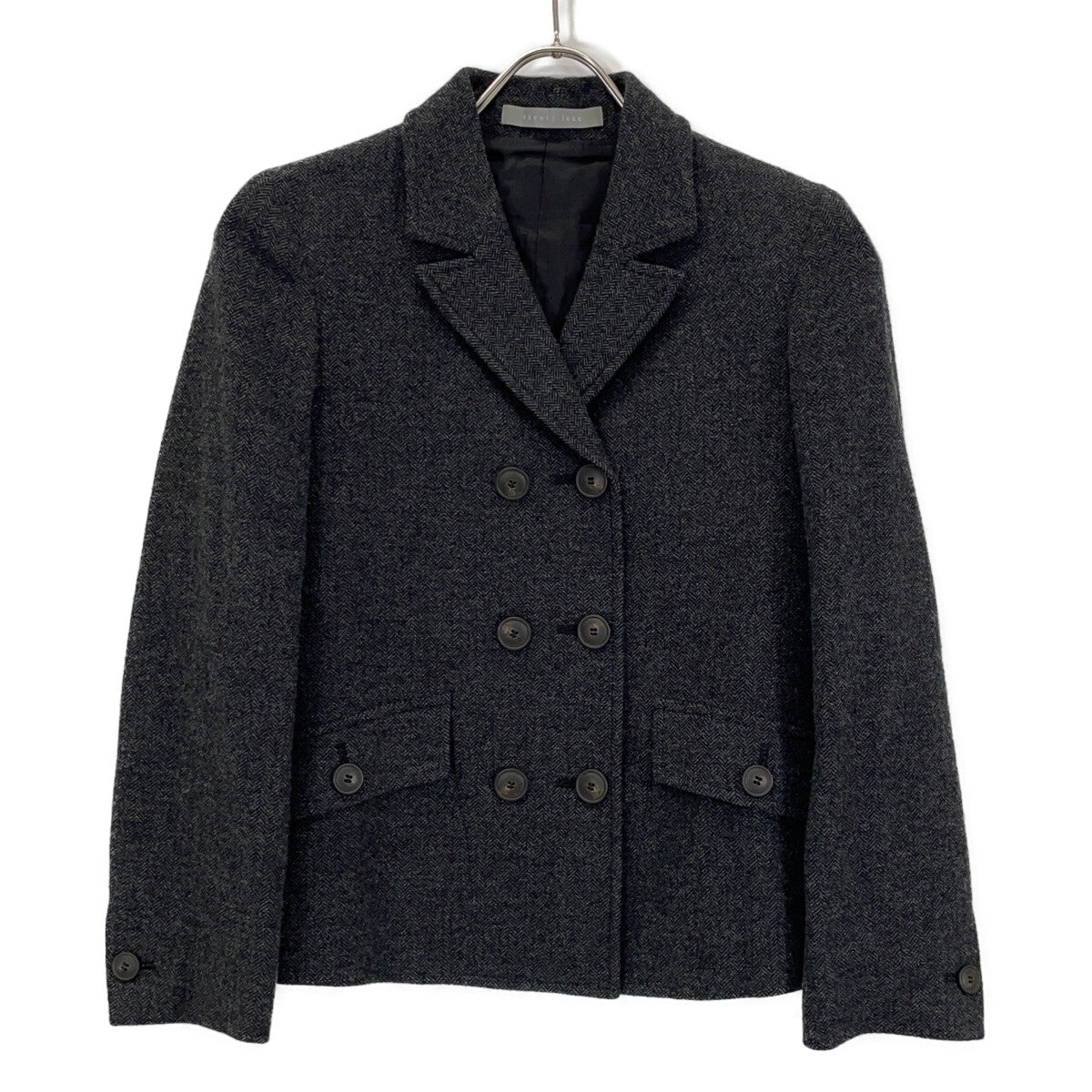 theory luxe セオリーリュクス 24AW 03-4304118 チャコール ウール混 ダブルブレストテーラードジャケット ジャケット