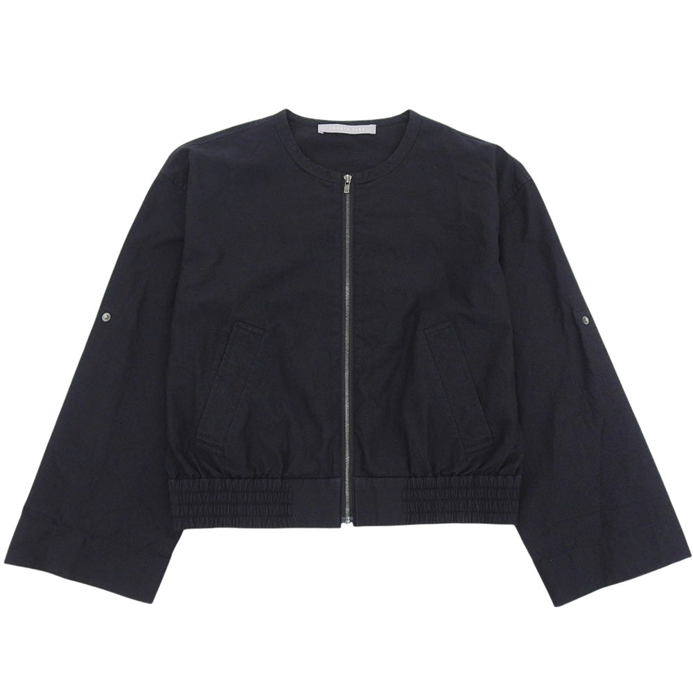 Excellent Condition Cotton x Nylon Wide-Sleeve Collarless Washable Zip Blouson Black 03-4204110 24SS Jacket S32 Women's