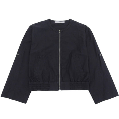 Excellent Condition Cotton x Nylon Wide-Sleeve Collarless Washable Zip Blouson Black 03-4204110 24SS Jacket S32 Women's