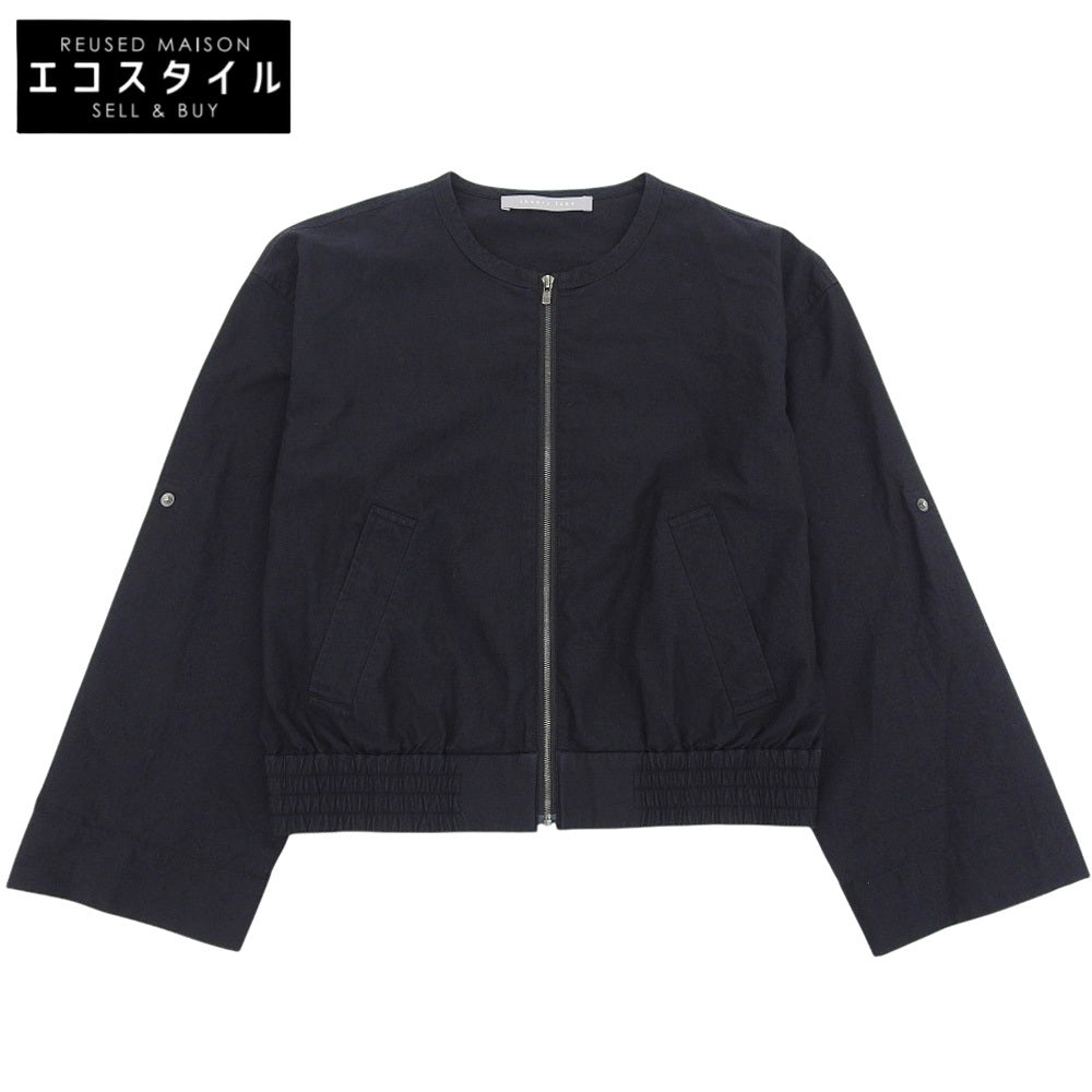 Excellent Condition Cotton x Nylon Wide-Sleeve Collarless Washable Zip Blouson Black 03-4204110 24SS Jacket S32 Women's
