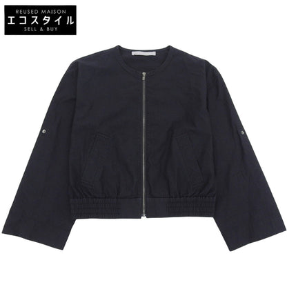 Excellent Condition Cotton x Nylon Wide-Sleeve Collarless Washable Zip Blouson Black 03-4204110 24SS Jacket S32 Women's