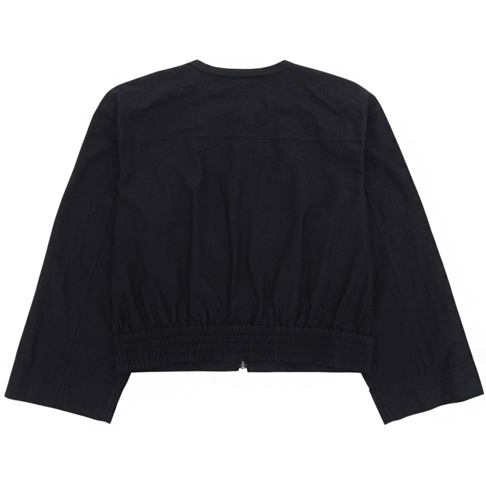 Excellent Condition Cotton x Nylon Wide-Sleeve Collarless Washable Zip Blouson Black 03-4204110 24SS Jacket S32 Women's