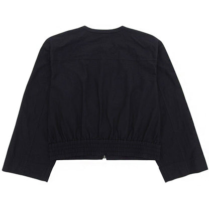 Excellent Condition Cotton x Nylon Wide-Sleeve Collarless Washable Zip Blouson Black 03-4204110 24SS Jacket S32 Women's