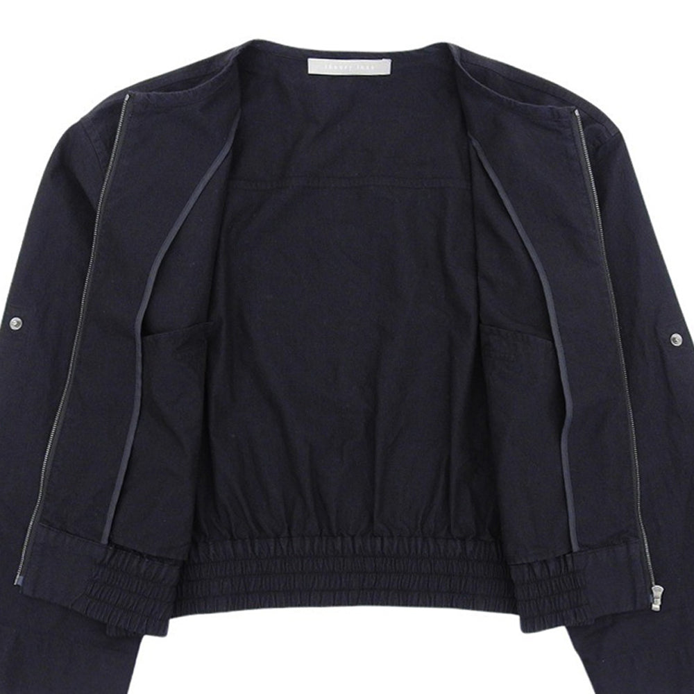 Excellent Condition Cotton x Nylon Wide-Sleeve Collarless Washable Zip Blouson Black 03-4204110 24SS Jacket S32 Women's