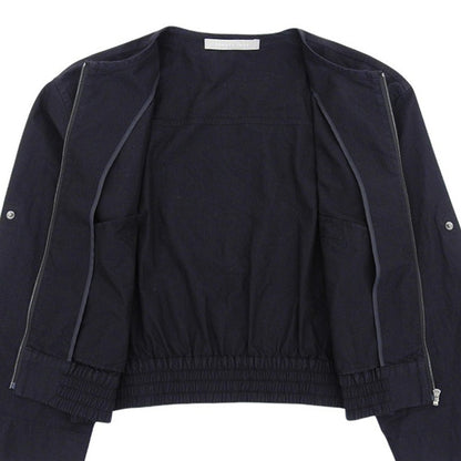 Excellent Condition Cotton x Nylon Wide-Sleeve Collarless Washable Zip Blouson Black 03-4204110 24SS Jacket S32 Women's