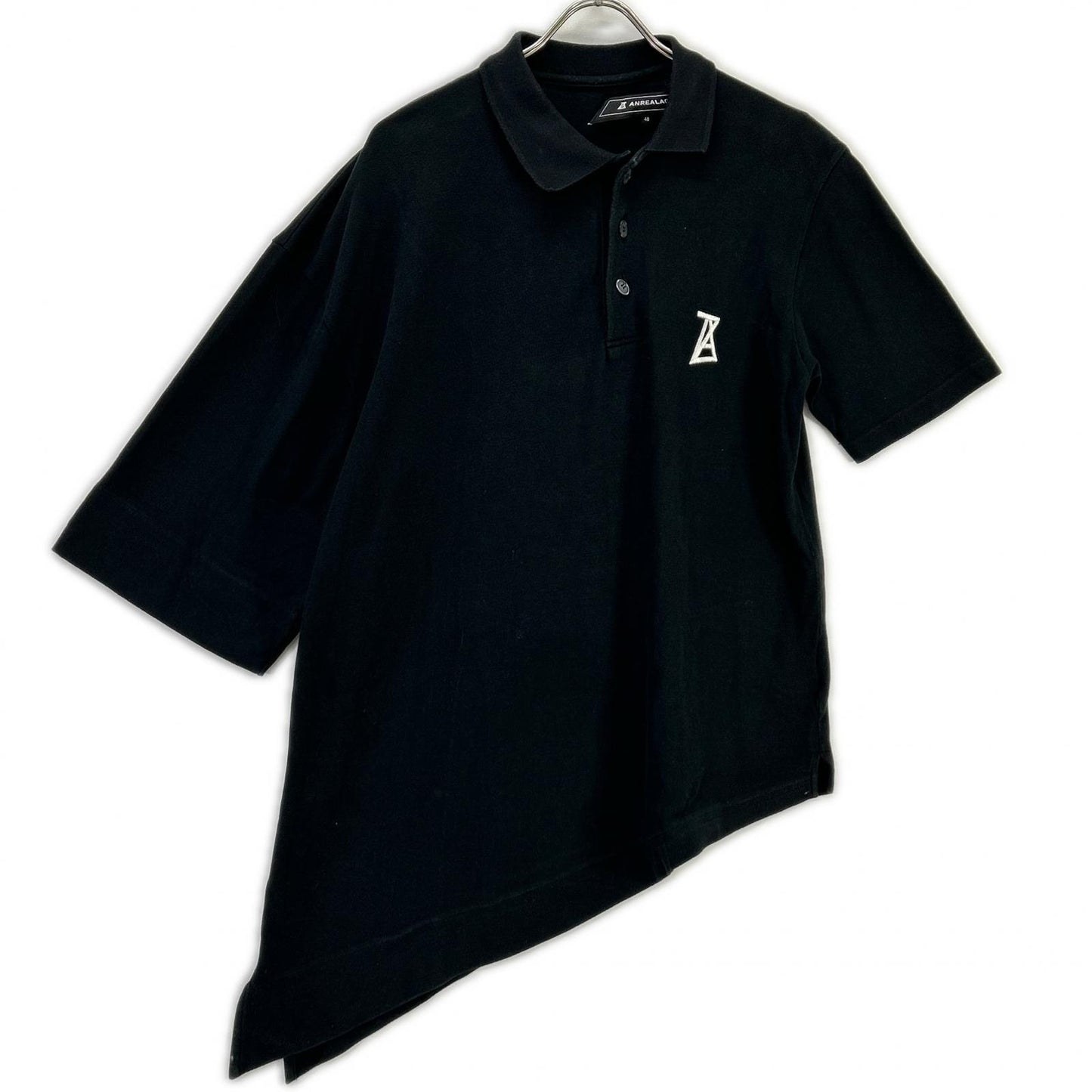 ANREALAGE アンリアレイジ SIDE ANGLE POLO SHIRTS 鹿の子 アシメントリー半袖ポロシャツ トップス