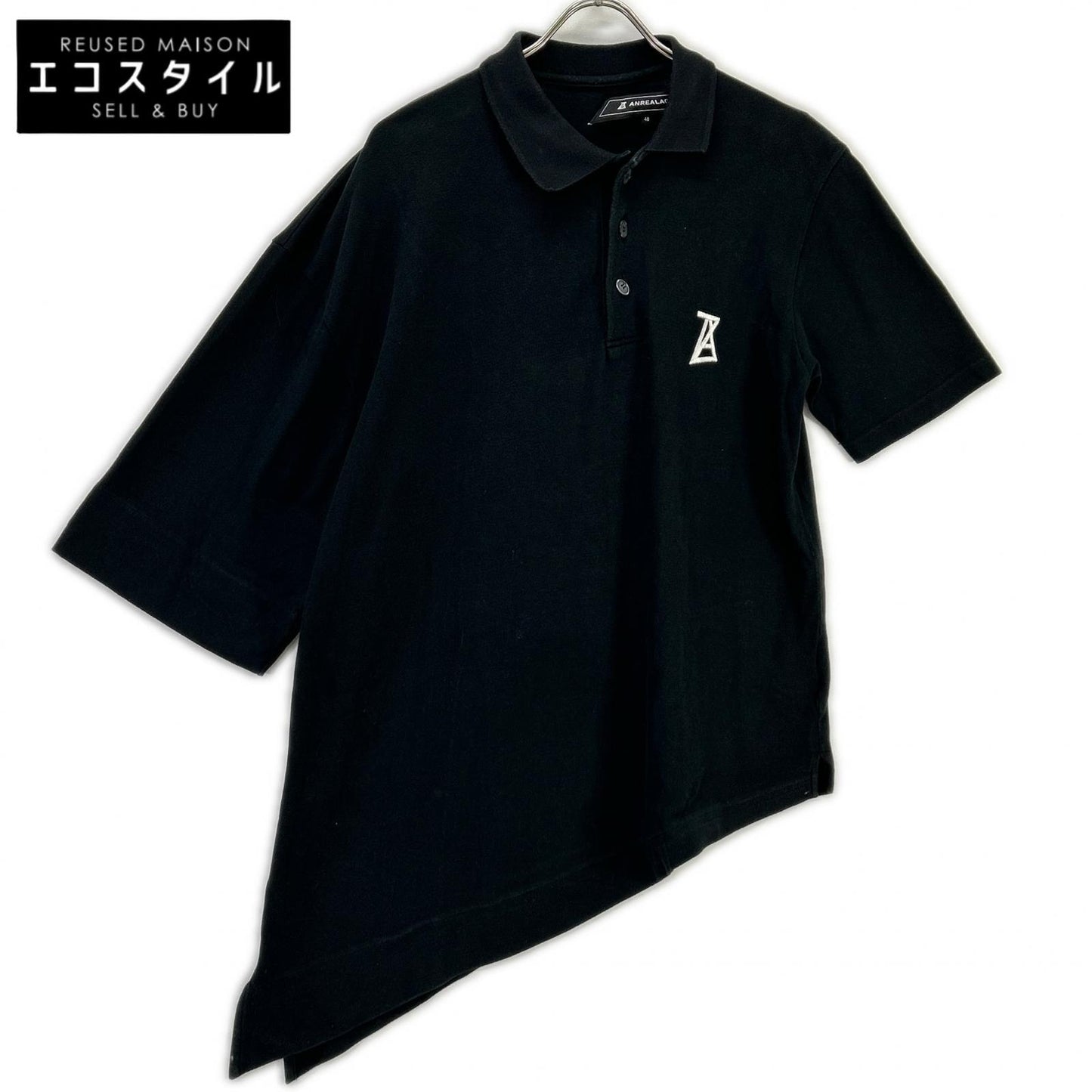 ANREALAGE アンリアレイジ SIDE ANGLE POLO SHIRTS 鹿の子 アシメントリー半袖ポロシャツ トップス