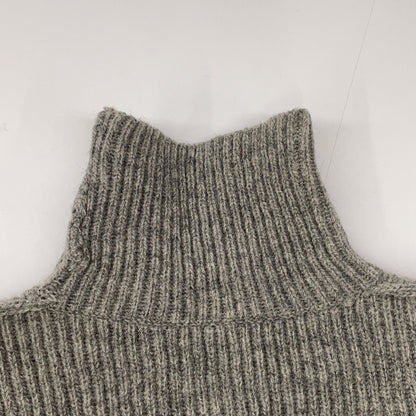 0224010507 Gray Wool-blend Paneled Turtleneck Rib-knit Pullover Top F Women's