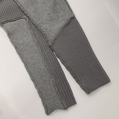 0224010507 Gray Wool-blend Paneled Turtleneck Rib-knit Pullover Top F Women's