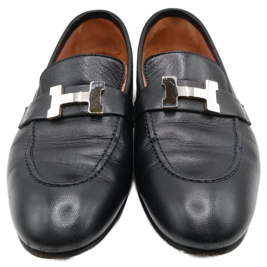 HERMES H201199Z Mocassins Paris Chevre H-Buckle Leather Loafer Shoes