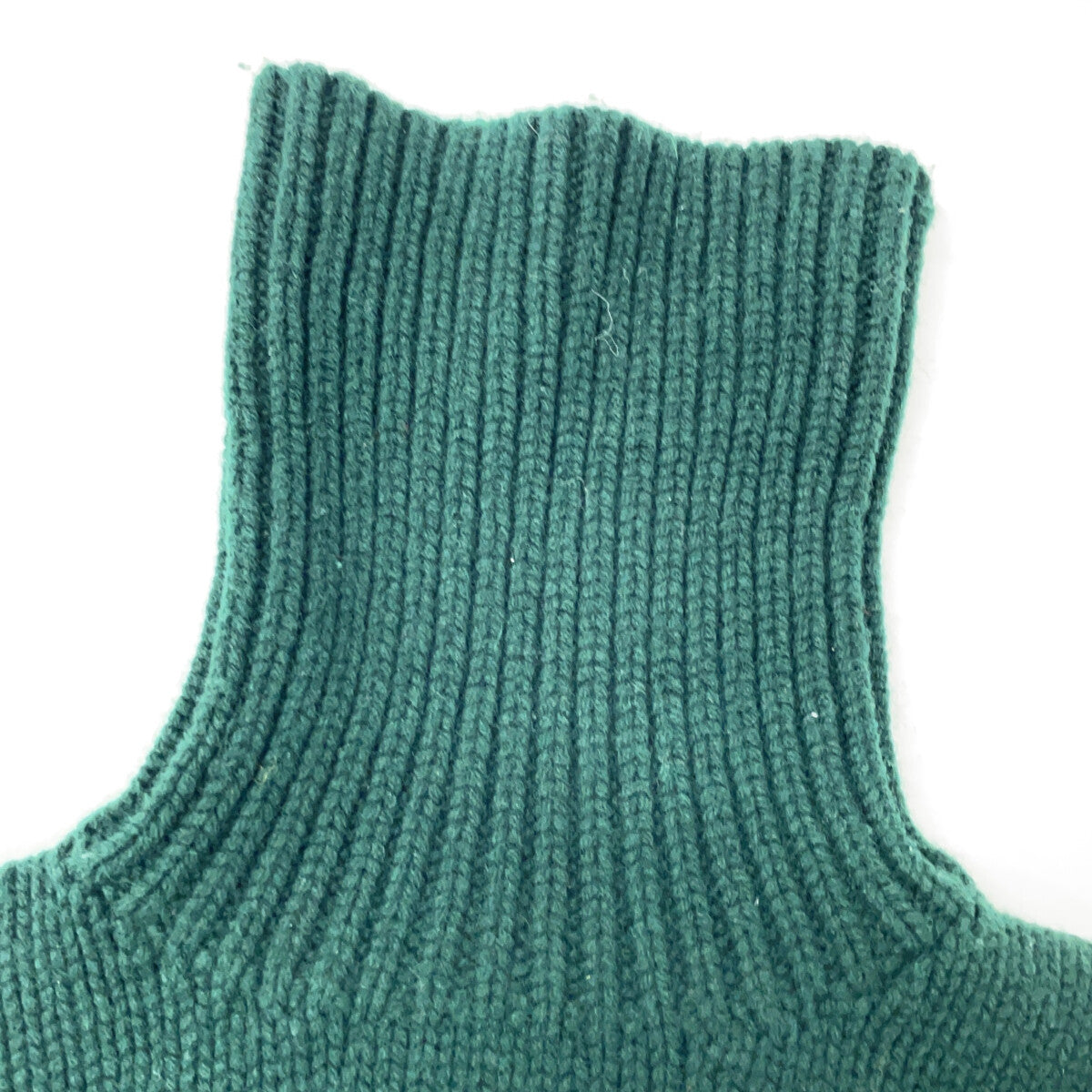 24AW 710941055002 Green Wool x Nylon Logo Embroidered Turtleneck Knit Pullover Top XS Men's
