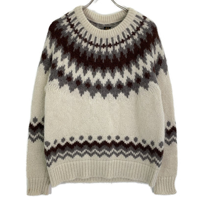 BN-20FM-052 IVORY Wool-blend Crew Neck Nordic Mohair Knit Pullover Top 1 Men's