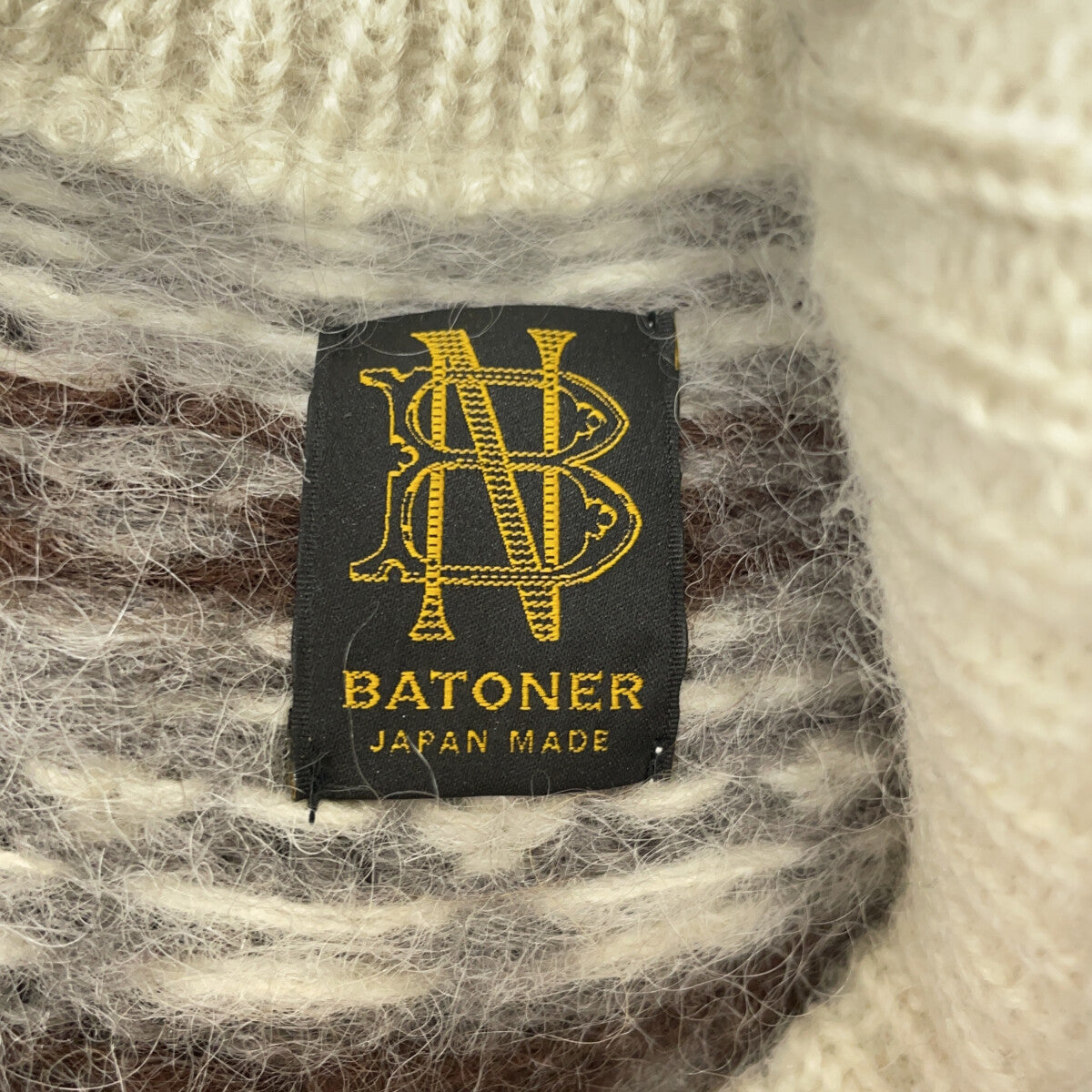 BN-20FM-052 IVORY Wool-blend Crew Neck Nordic Mohair Knit Pullover Top 1 Men's