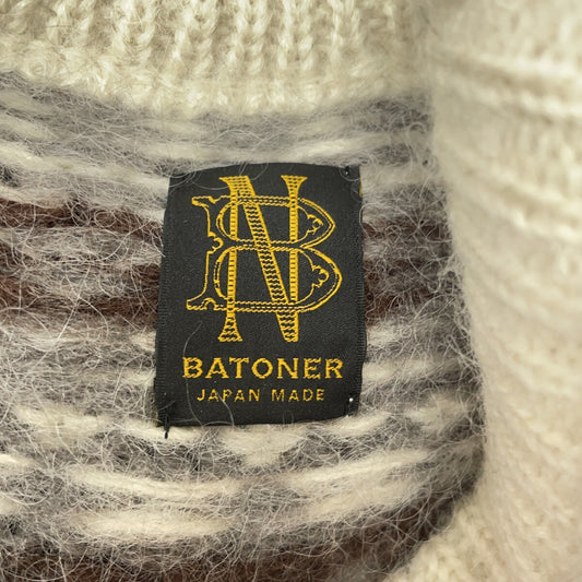 BATONER バトナー BN-20FM-052 アイボリー ウール混 クルーネック ノルディックモヘアニットプルオーバー トップス