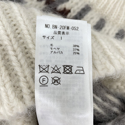 BN-20FM-052 IVORY Wool-blend Crew Neck Nordic Mohair Knit Pullover Top 1 Men's