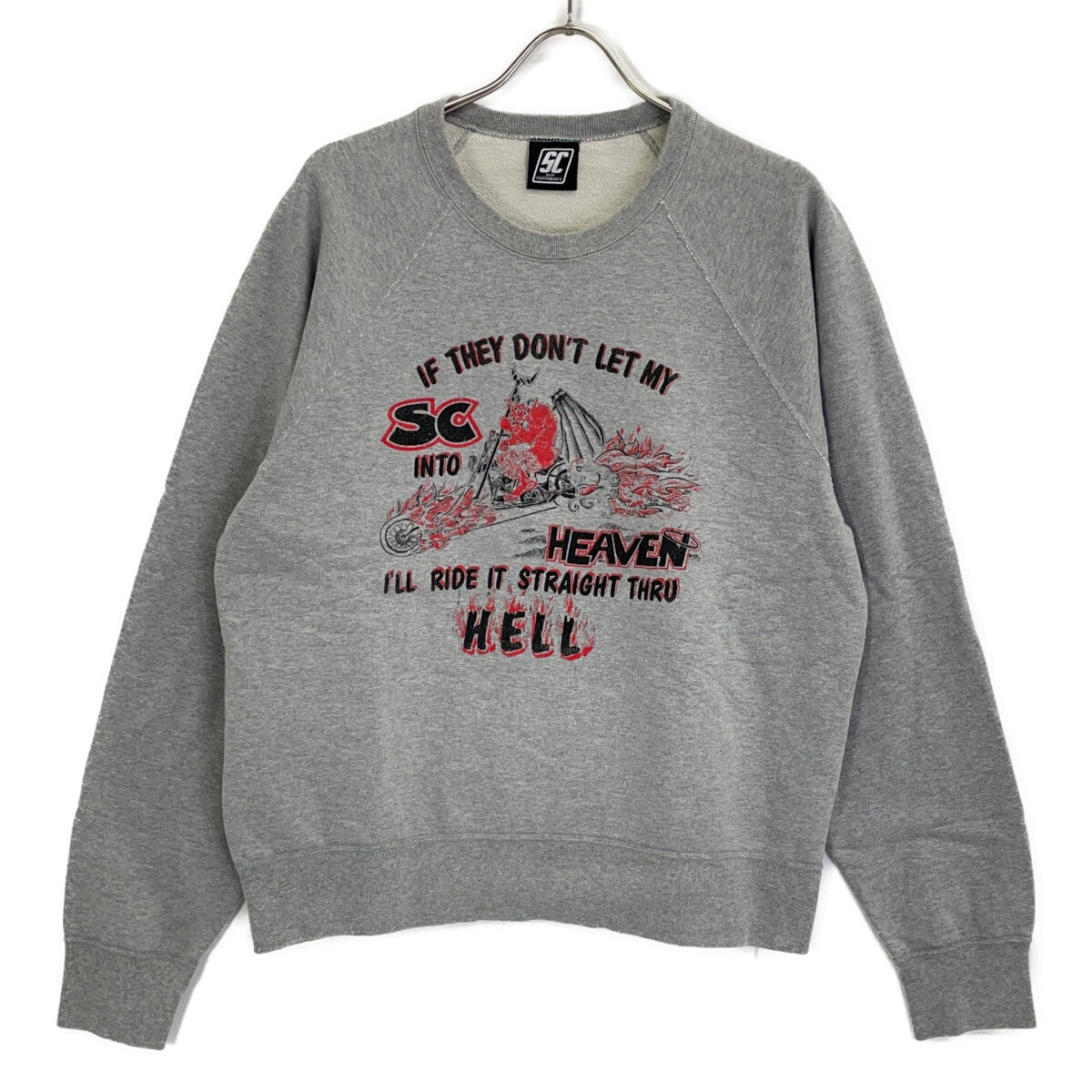 SC Subculture エスシー サブカルチャー グレー コットン DEVIL CREW NECK SWEAT/デビルプリント クルーネックスウェットプルオーバー トップス