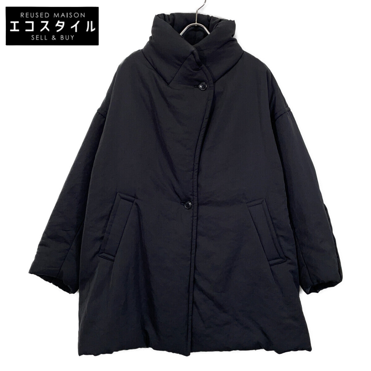 lo233-05 black volume batting coat/volume batting coat coat F women's