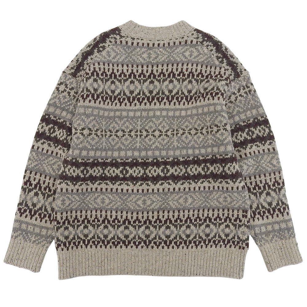 Excellent condition, wool blend, long-sleeve Nordic sweater, top, women's, gray - Women's