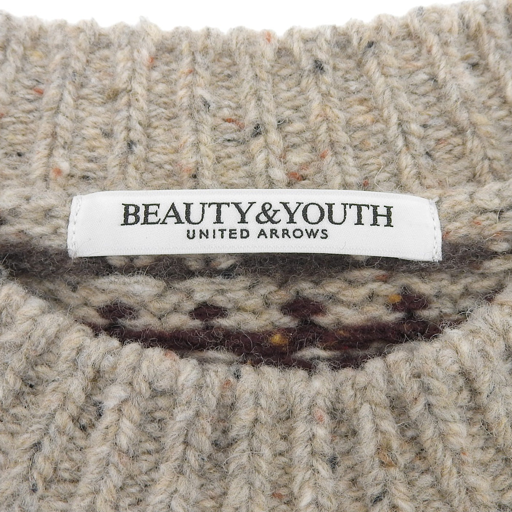 Excellent condition, wool blend, long-sleeve Nordic sweater, top, women's, gray - Women's