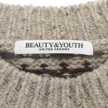 Excellent condition, wool blend, long-sleeve Nordic sweater, top, women's, gray - Women's