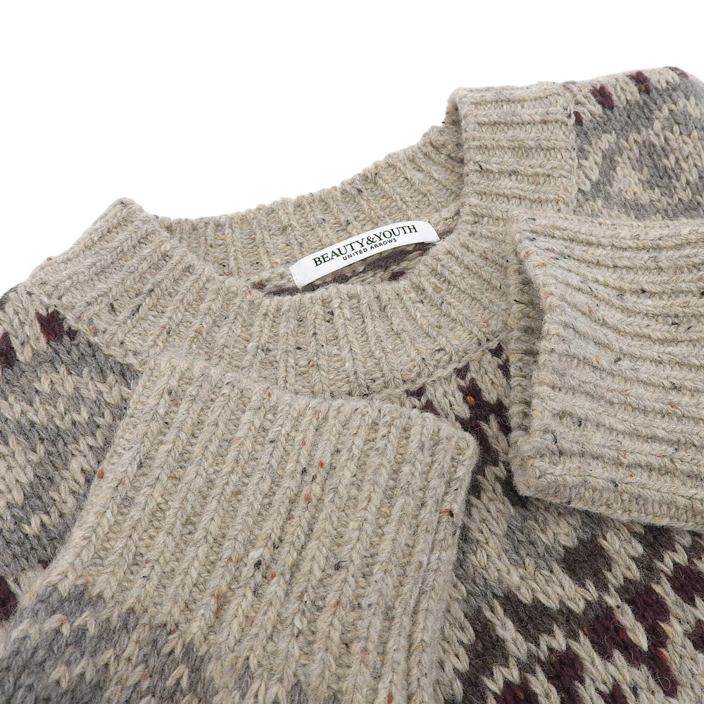 Excellent condition, wool blend, long-sleeve Nordic sweater, top, women's, gray - Women's