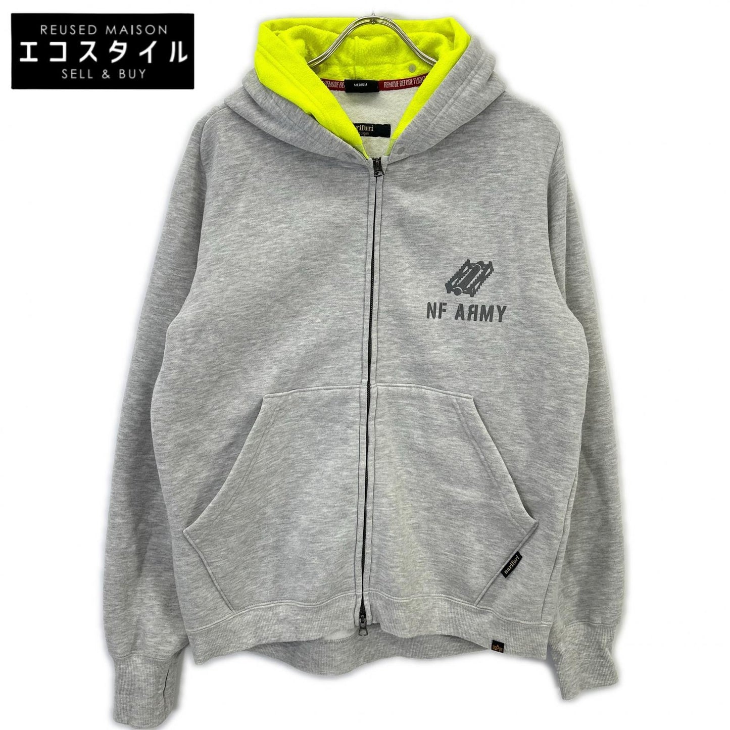 ×ALPHA INDUSRIES TC1488 灰色 棉混 内抓绒 拉链连帽衫 上衣 M 男士