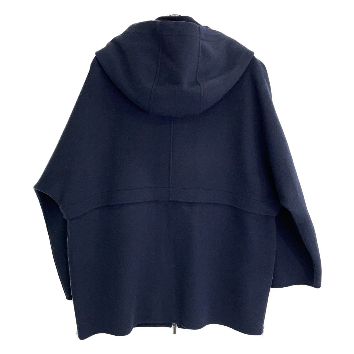 CUCITO AMANO 908102116 Navy Virgin Wool Drawstring W-ZIP Hooded Coat Jacket 36 Women's