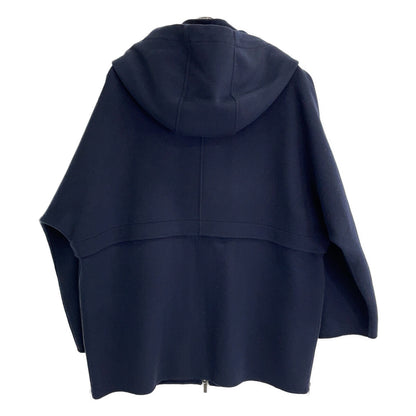 CUCITO AMANO 908102116 Navy Virgin Wool Drawstring W-ZIP Hooded Coat Jacket 36 Women's