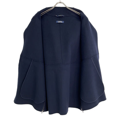 CUCITO AMANO 908102116 Navy Virgin Wool Drawstring W-ZIP Hooded Coat Jacket 36 Women's