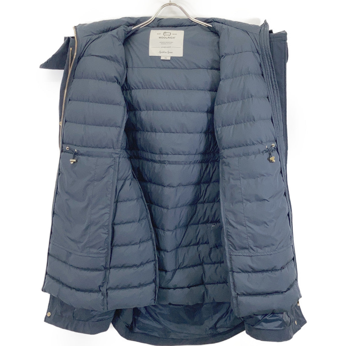 Spick & Span Bespoke WWOU0642 Navy Inner Down Layered Military Coat Jacket XS Women's