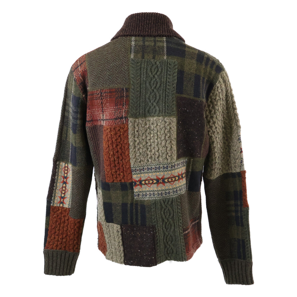 [Excellent Condition/Domestic Authentic] 782799908001 Wool Blend Shawl Collar Patchwork Knit Cardigan/Tops M Men's